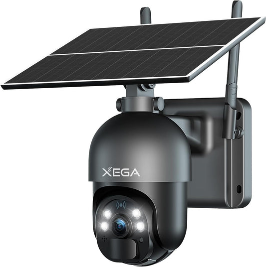 Xega 4G LTE Solar-Außenüberwachungskamera mit SIM-Karte und 2K-Farb-Nachtsicht