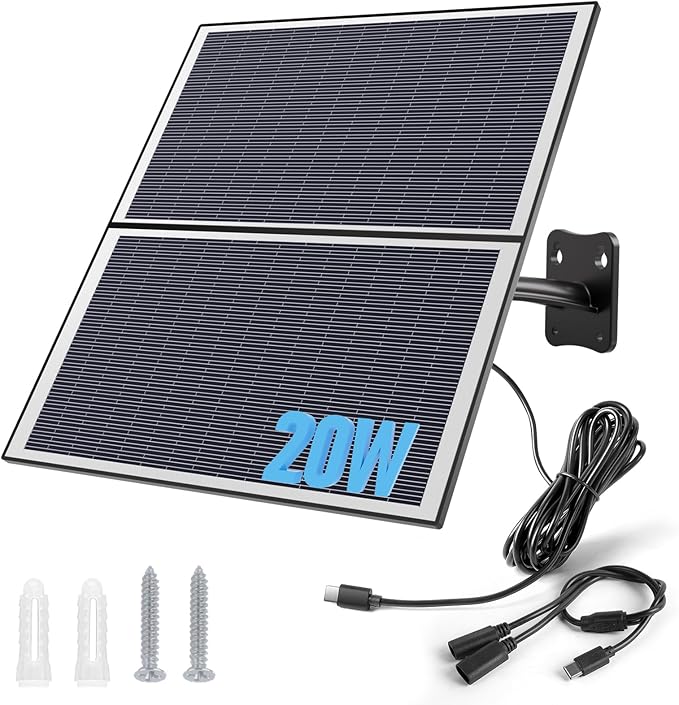 Xega 20W Solarpanel schwarz für Überwachungskamera mit Type-C Anschluss