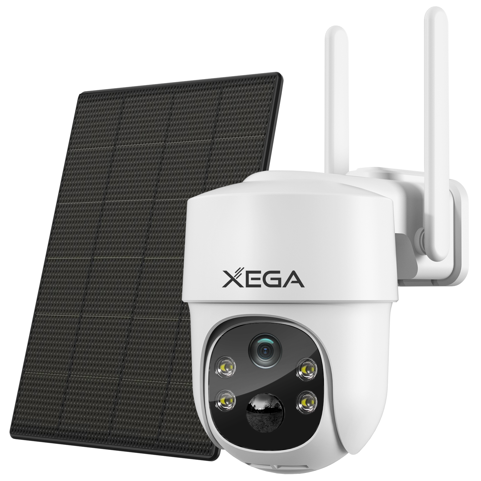 Xega Solar Überwachungskamera Aussen WLAN - Kabellose IP Kamera, weiß mit Solarpanel
