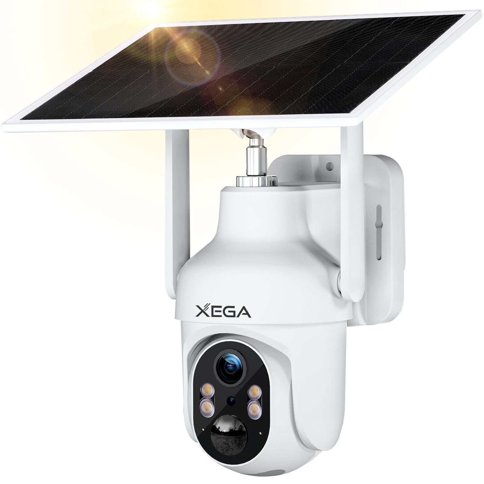 Xega XG-05 4G LTE Überwachungskamera solar, weiße Außenkamera mit SIM Karte und Solarpanel