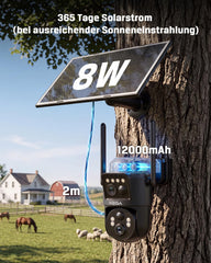 Xega 4G LTE Doppelte Linse Überwachungskamera Solar Ohne WLAN mit SIM-Karte.