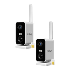 Xega 4G Überwachungskamera mit SIM Karte, akku 10000mAh,PIR Bewegungserkennung,3MP Farbe Nachtsicht,2-Wege Audio,Sirene Alarm,180°Schwenkbereich.