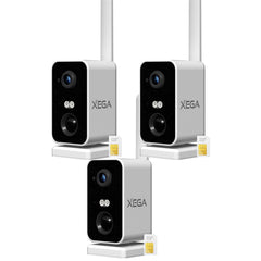 Xega 4G Überwachungskamera mit SIM Karte, akku 10000mAh,PIR Bewegungserkennung,3MP Farbe Nachtsicht,2-Wege Audio,Sirene Alarm,180°Schwenkbereich.