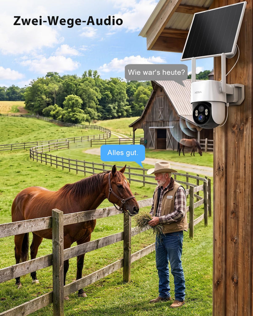 Xega 24/7 AOV 4G LTE Überwachungskamera Aussen Solar & Akku mit SIM Karte.