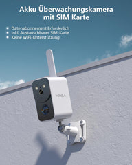Xega 4G WLAN Überwachungskamera mit SIM-Karte und 10000mAh Akku – Kabellos & Tragbar