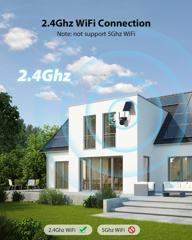 Xega WLAN Solarbetriebene Überwachungskamera – Kabellose Sicherheitskamera für Außenbereich