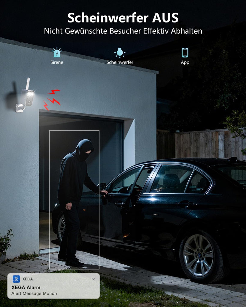 Xega 4G WLAN Überwachungskamera mit SIM-Karte und 10000mAh Akku – Kabellos & Tragbar
