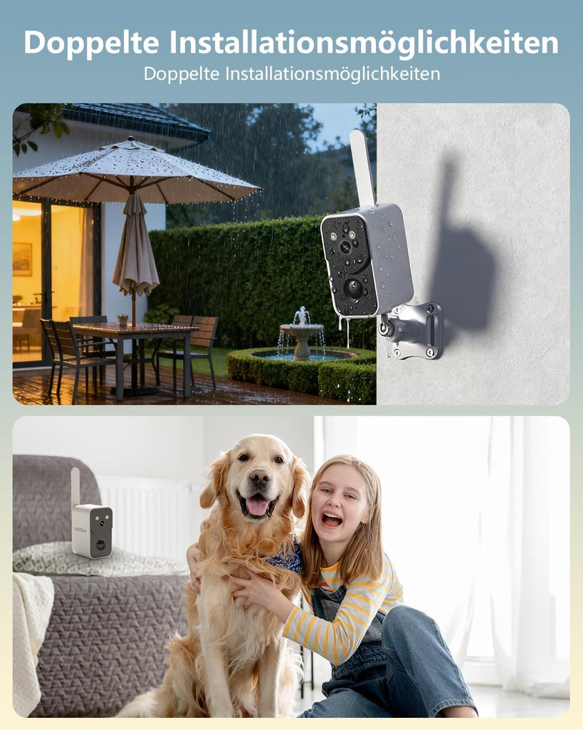 Xega 4G WLAN Überwachungskamera mit SIM-Karte und 10000mAh Akku – Kabellos & Tragbar