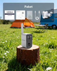 Xega 4G WLAN Überwachungskamera mit SIM-Karte und 10000mAh Akku – Kabellos & Tragbar