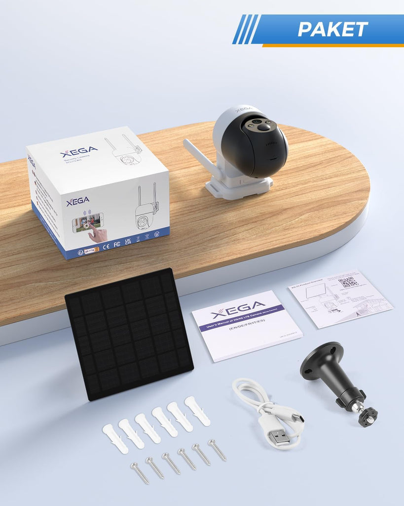 Xega 4G LTE Überwachungskamera Solar Akku mit 5W Solarpanel & 9000mAh Akku