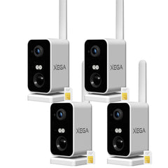 Xega 4G Überwachungskamera mit SIM Karte, akku 10000mAh,PIR Bewegungserkennung,3MP Farbe Nachtsicht,2-Wege Audio,Sirene Alarm,180°Schwenkbereich.