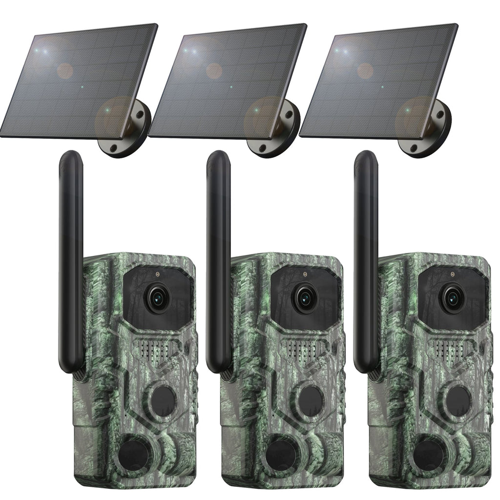Xega 4G LTE 【3 PIR-Erkennung】Wildkamera mit Handyübertragung App-2K Ohne WLAN Solar Wildtierkamera mit SIM Karte