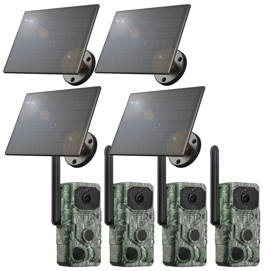 Xega 4G LTE 【3 PIR-Erkennung】Wildkamera mit Handyübertragung App-2K Ohne WLAN Solar Wildtierkamera mit SIM Karte