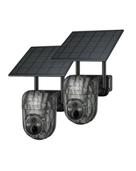 Xega 4G LTE Wildkamera Solar Akku-2K HD Kabellos Außen PTZ mit 4-facher Digitalzoom,Farb-Nachtsicht