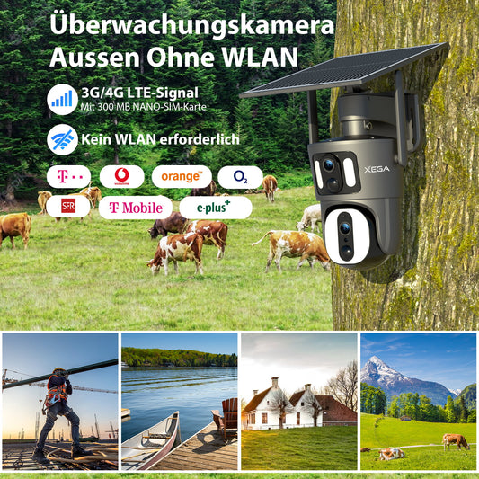 Xega XG-06 4G LTE Überwachungskamera Aussen ohne WLAN mit Solarpanel und SIM-Karte