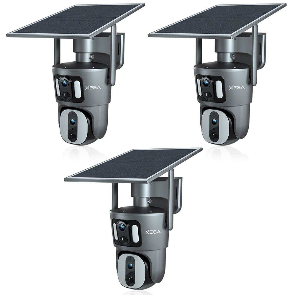 Xega 4G LTE Überwachungskamera ohne WLAN-Dual Lens 360° Blickwinkel & Dual Screen Colour Night Vision