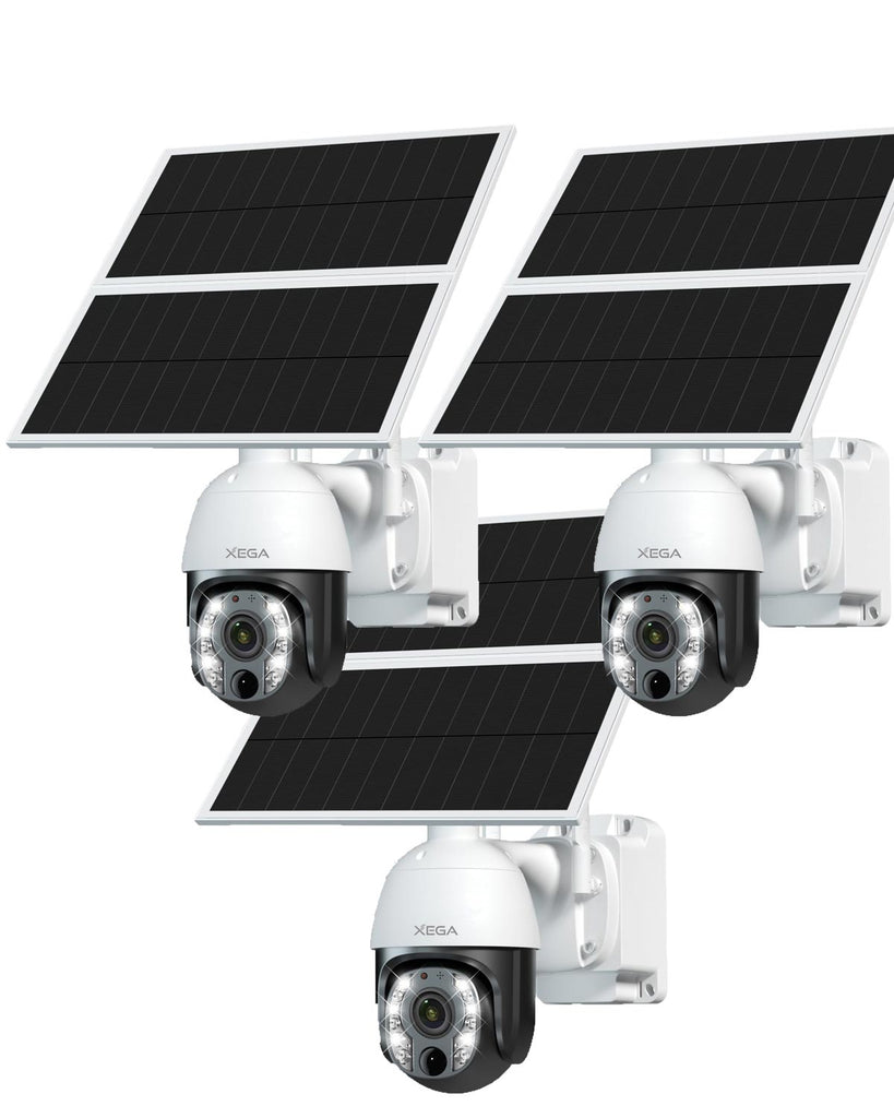 Xega 5MP【10X Optischer Zoom】4G LTE Überwachungskamera Aussen mit SIM Kart 24/7 Aufnahme 20W Solarpanel  30,000mAh Akku PTZ Kamera ohne WLAN