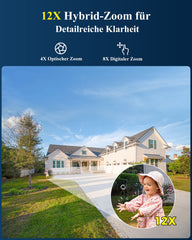 Xega XG-16 Überwachungskamera mit 12X Hybrid-Zoom, Detailreiche Klarheit, Kind spielt vor Haus.