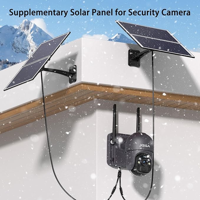 Xega 20W Solarpanel-System für Überwachungskamera im Schnee, schwarz, mit Type-C Anschluss, für zuverlässige Stromversorgung