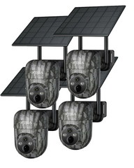 Xega 4G LTE Wildkamera Solar Akku-2K HD Kabellos Außen PTZ mit 4-facher Digitalzoom,Farb-Nachtsicht