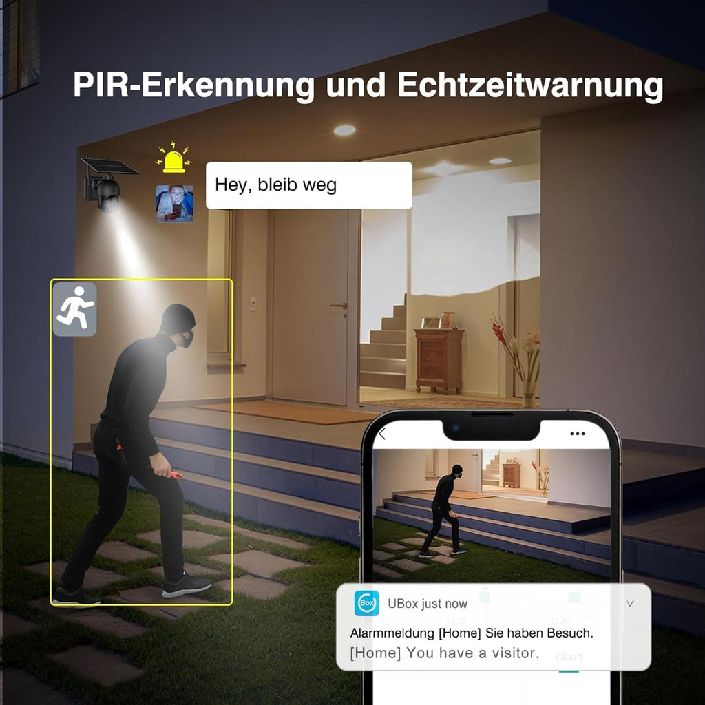Xega 4G LTE drahtlose Solar-Außenüberwachungskamera mit SIM-Karte und 2K-Farb-Nachtsicht