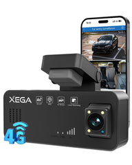 XEGA 2K 4G LTE Dashcam Auto Vorne Hinten mit SIM Karte, Dashcam mit Parküberwachung, App-Zugriff, 2-Wege Talk, Bewegungserkennung, Nachtsicht, GPS, Privater Modus.