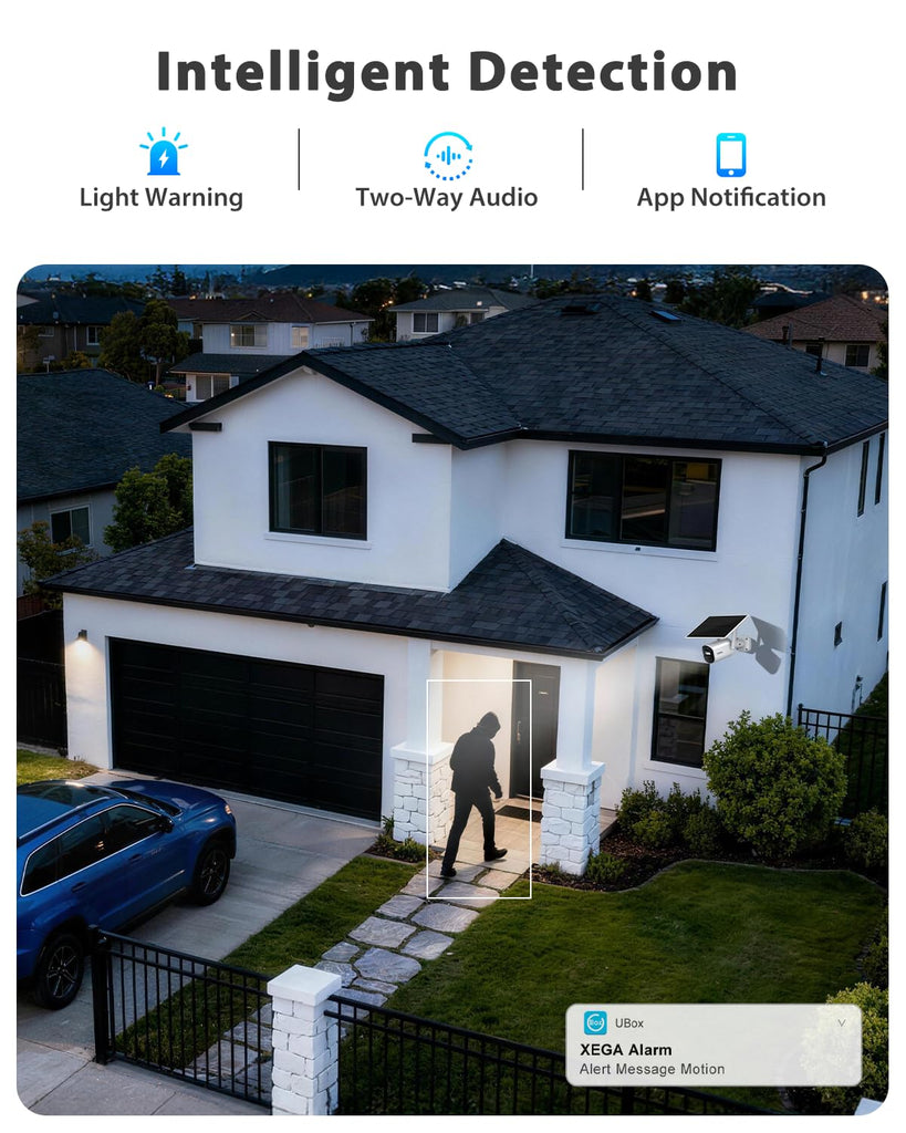 Xega 4G LTE Überwachungskamera mit SIM Karte, Aussen Solar Kamera Ohne WLAN mit 2K Farb-Nachtsicht,PIR Erkennung & Bereichserkennung,7800-mAh-Akku,6W Solarpanel,2-Wege-Audio,TF/Cloud,Wasserdicht IP66
