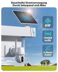 Xega 4G LTE Solar PTZ Außenüberwachungskamera mit SIM-Karte | 500-Lumen LED Farb-Nachtsicht, 2-Wege-Audio, PIR Bewegungserkennung, IP66 wasserdicht, kabellos solarbetrieben