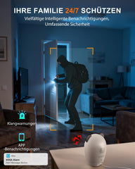 Xega 4G Überwachungskamera Innen mit SIM Karte,Kabelgebunden 24/7 Kontinuierliche Aufzeichnung Kamera Ohne WLAN,IR-Nachtsicht,355°P 60°T,Zwei-Wege-Audio,Personenerkennung für Babys/Haustiere/Senioren