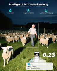 Xega 4G LTE Solar PTZ Außenüberwachungskamera mit SIM-Karte | 500-Lumen LED Farb-Nachtsicht, 2-Wege-Audio, PIR Bewegungserkennung, IP66 wasserdicht, kabellos solarbetrieben