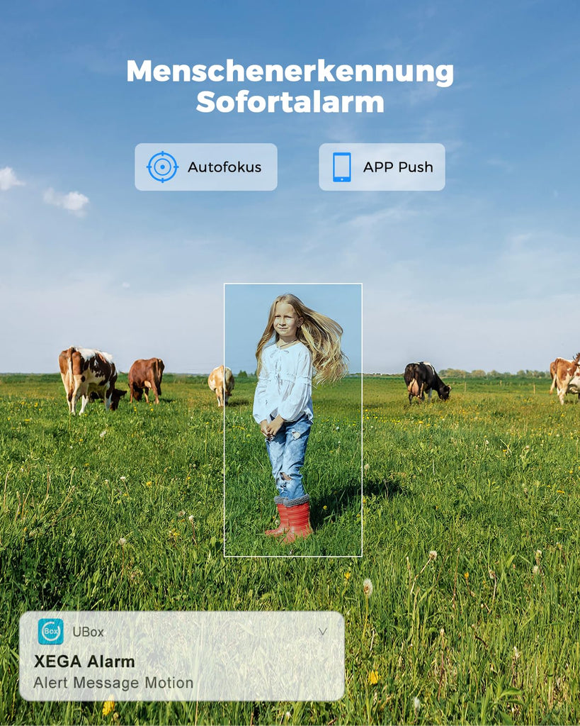Xega 5MP【10X Optischer Zoom】4G LTE Überwachungskamera Aussen mit SIM Kart 24/7 Aufnahme 20W Solarpanel  30,000mAh Akku PTZ Kamera ohne WLAN