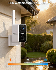 Xega 4G Überwachungskamera mit SIM Karte, akku 10000mAh,PIR Bewegungserkennung,3MP Farbe Nachtsicht,2-Wege Audio,Sirene Alarm,180°Schwenkbereich.