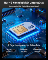 Xega 4G Überwachungskamera mit SIM Karte, akku 10000mAh,PIR Bewegungserkennung,3MP Farbe Nachtsicht,2-Wege Audio,Sirene Alarm,180°Schwenkbereich.
