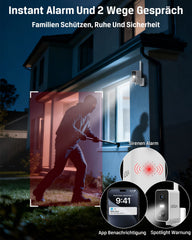 Xega 4G Überwachungskamera mit SIM Karte, akku 10000mAh,PIR Bewegungserkennung,3MP Farbe Nachtsicht,2-Wege Audio,Sirene Alarm,180°Schwenkbereich.