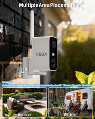 Xega 4G Überwachungskamera mit SIM Karte, akku 10000mAh,PIR Bewegungserkennung,3MP Farbe Nachtsicht,2-Wege Audio,Sirene Alarm,180°Schwenkbereich.