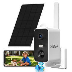 Xega 4G Überwachungskamera mit SIM Karte, akku 10000mAh,PIR Bewegungserkennung,3MP Farbe Nachtsicht,2-Wege Audio,Sirene Alarm,180°Schwenkbereich.