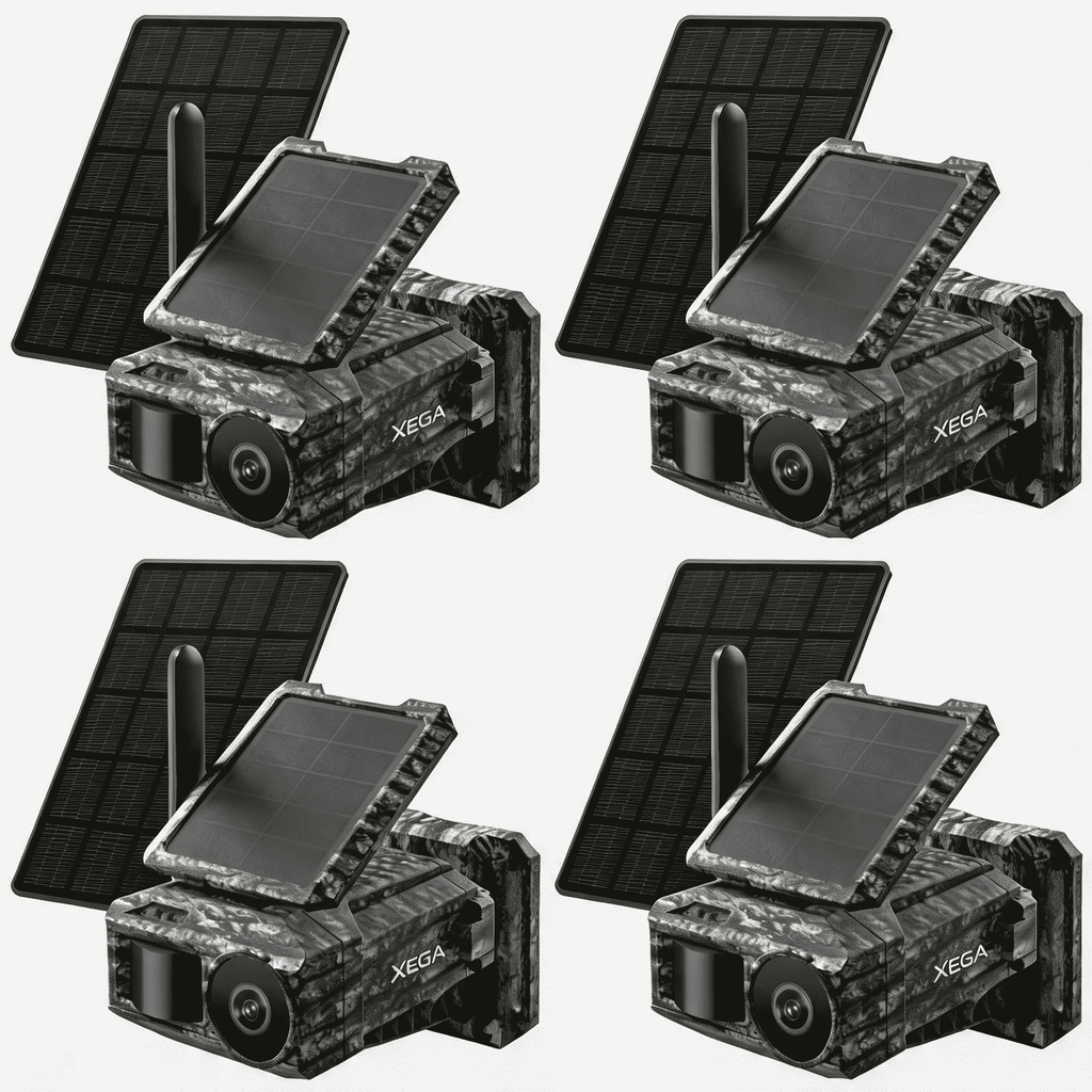 Xega 4G Cellular Trail Camera with SIM Card & Dual Solar Panel No-Glow Night Vision Hunting Camera