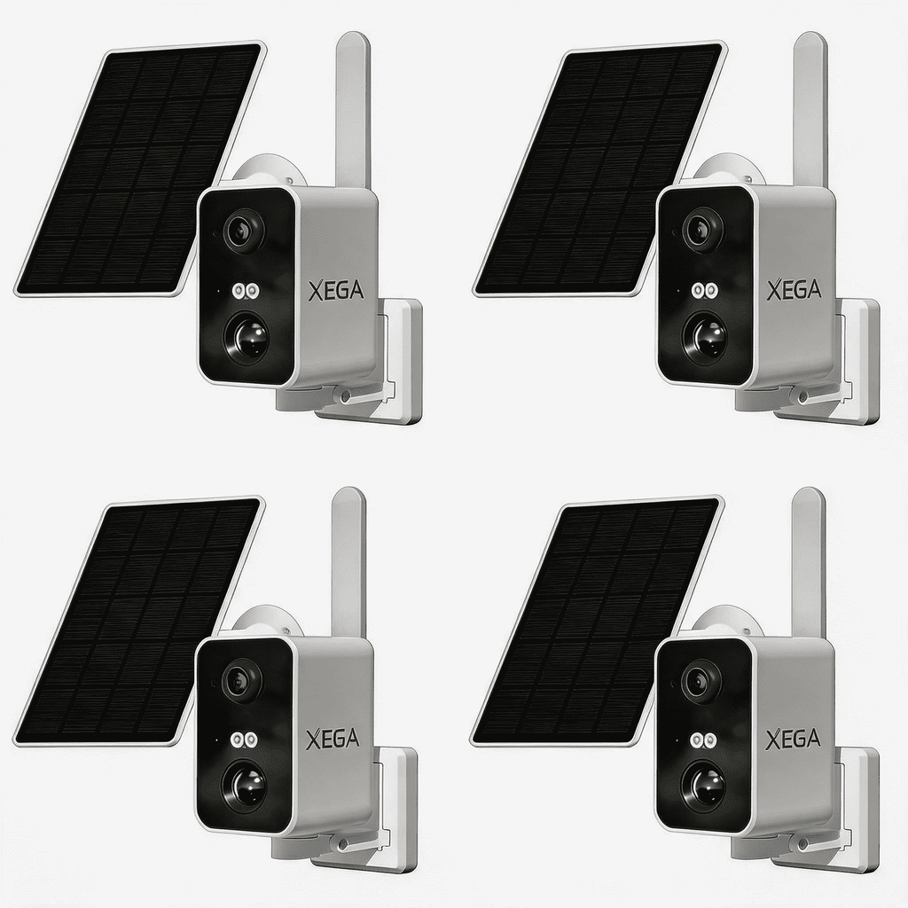 Xega 4G Überwachungskamera mit SIM Karte, akku 10000mAh,PIR Bewegungserkennung,3MP Farbe Nachtsicht,2-Wege Audio,Sirene Alarm,180°Schwenkbereich.