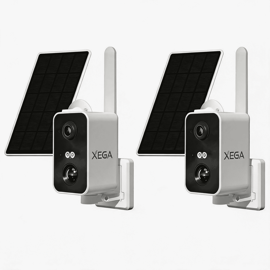 Xega 4G Überwachungskamera mit SIM Karte, akku 10000mAh,PIR Bewegungserkennung,3MP Farbe Nachtsicht,2-Wege Audio,Sirene Alarm,180°Schwenkbereich.