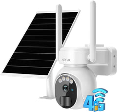 Xega 4G LTE Überwachungskamera Aussen Solar-2K HD 3MP, Erkennung Farb/IR Nachtsicht