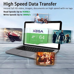 Xega 64/128 GB TF-Karte, UHS-I Flash-Speicherkarte, Hochgeschwindigkeit bis zu 100 MB/s, Klasse 10, U3, V30, A1, ExFAT TF-Karte für Überwachungskamera